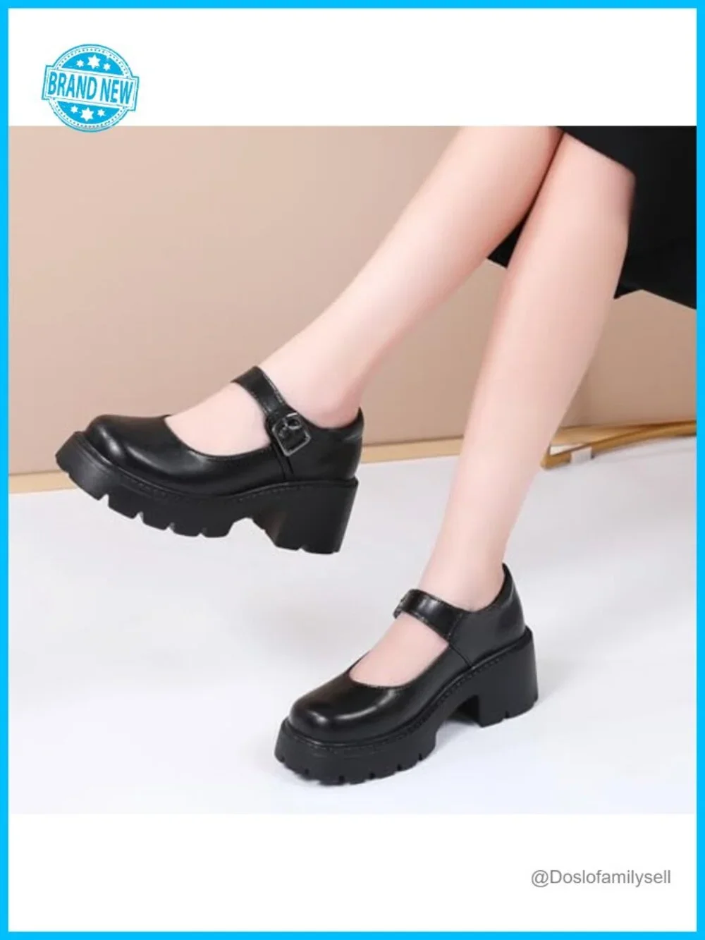 Women's Platform Mary Jane Pumps Chunky Heel Memory Foam Buckle Strap